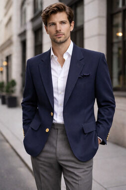 Arnold Palmer John Peel Navy Wool Blazer Gold Buttons Large